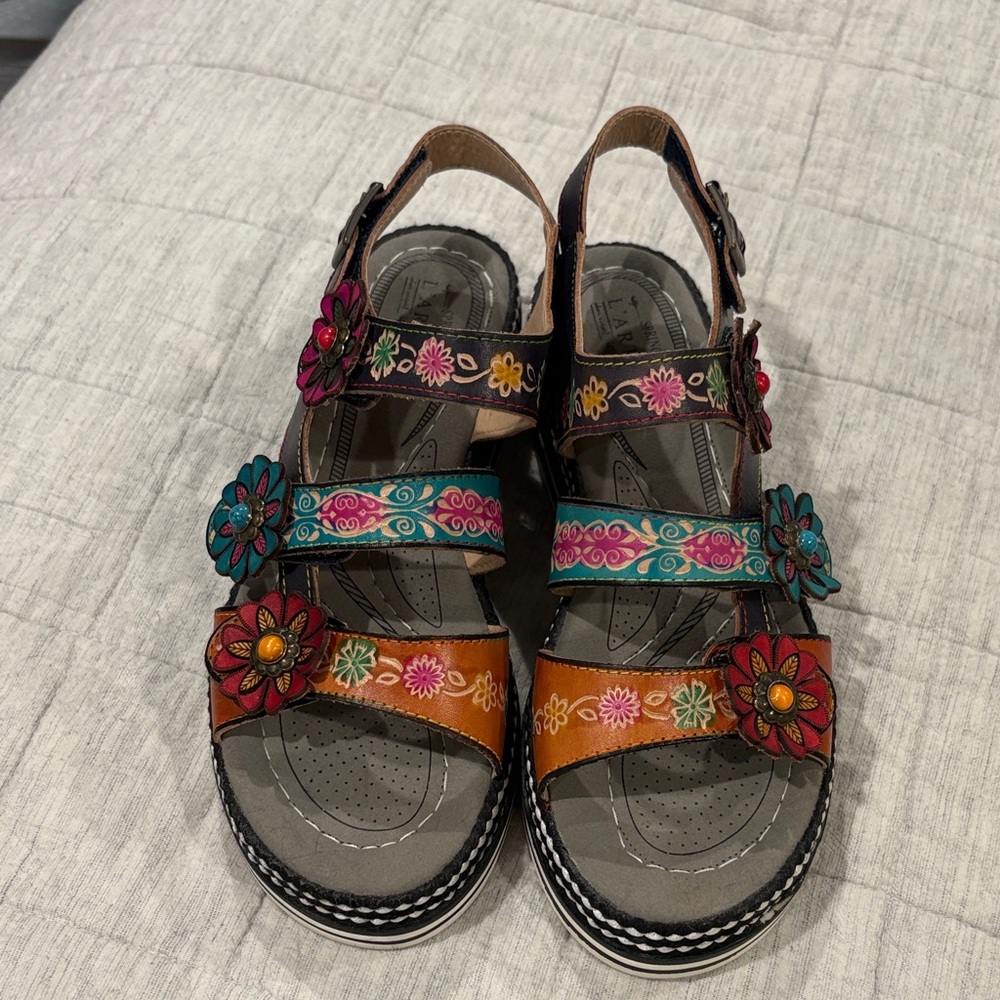 Colorful Floral Embellished Sandals
